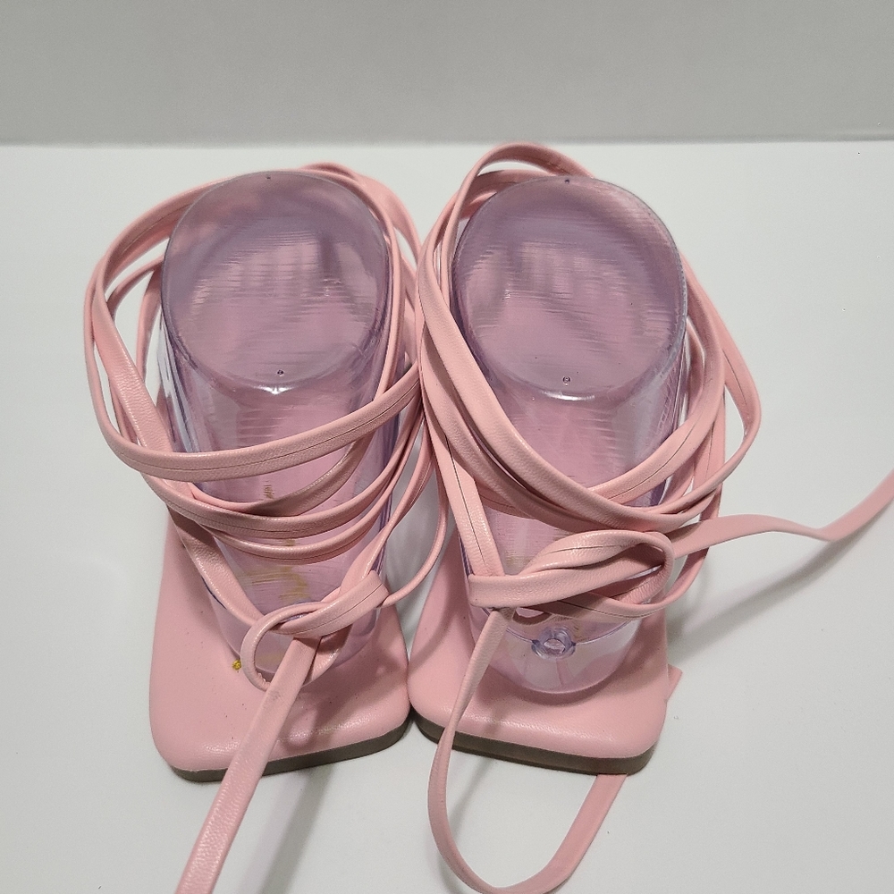 Aisya Light Pink Lace-Up Flat‎ Sandals - Picture 5 of 7